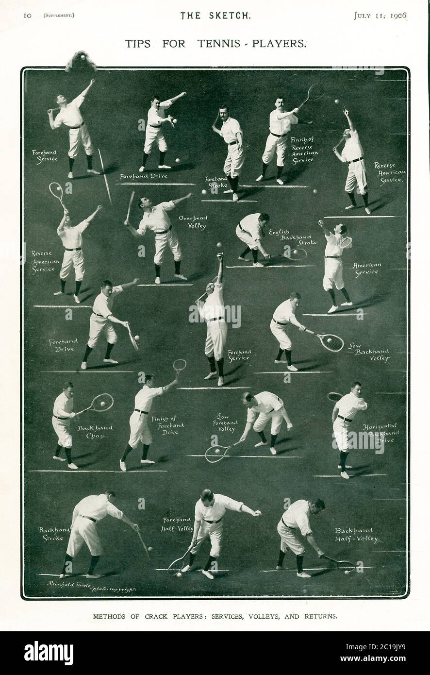 Suggerimenti per i giocatori di Tennis, 1906 foto di istruzioni della  rivista di Reinhold Thiele di