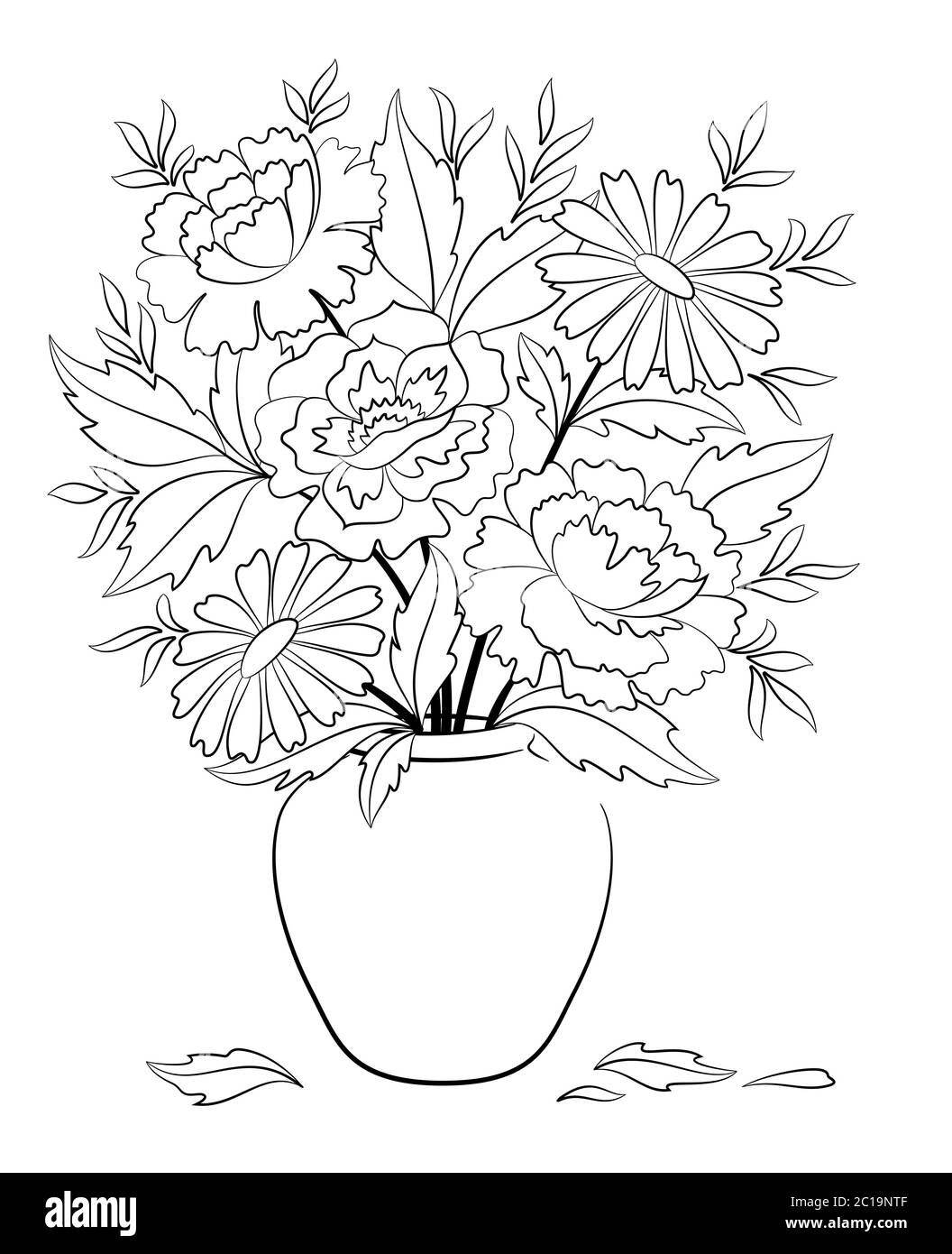 Vaso con fiori contorni Foto Stock