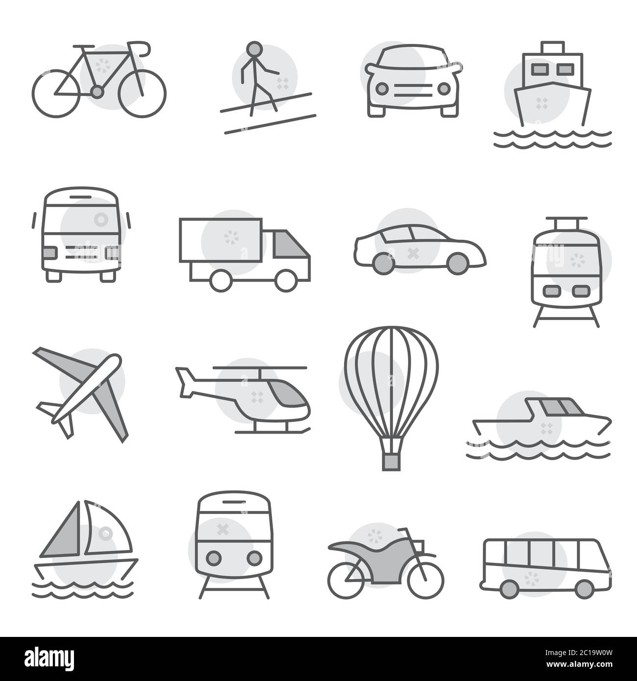 Icone di trasporto impostato su sfondo bianco Illustrazione Vettoriale