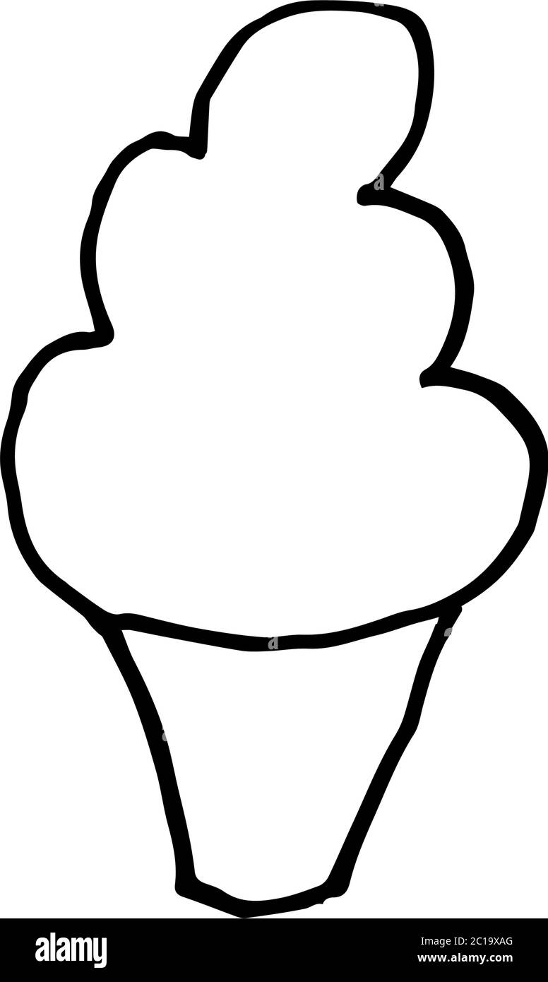 Isolato su gelato bianco Stock illustrazione, vettore, disegno a mano, elemento di disegno per la stampa, scrapbooking, cartolina Illustrazione Vettoriale