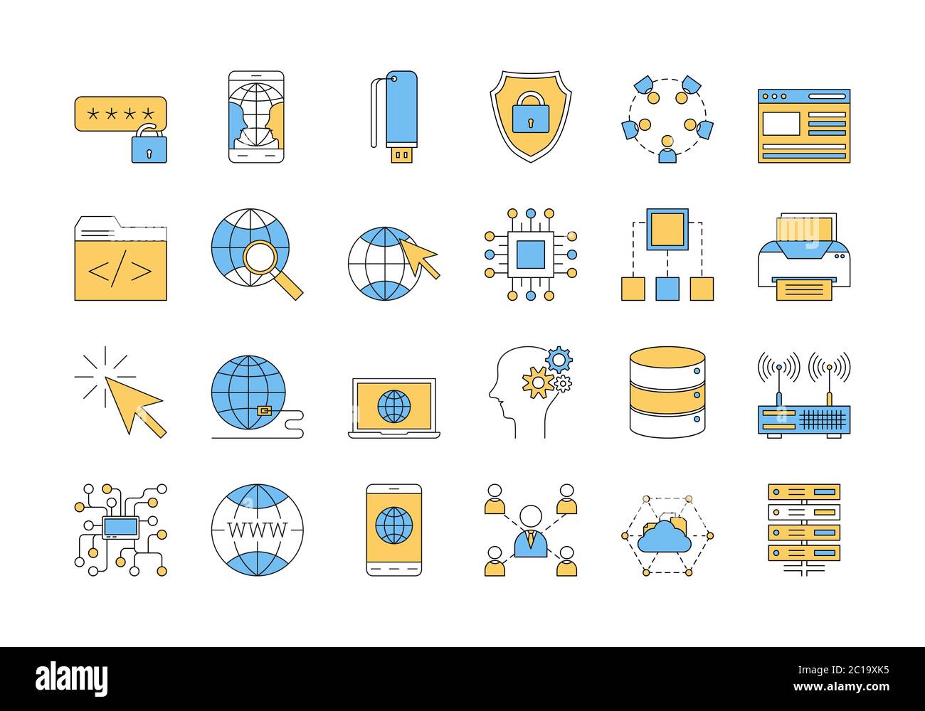 Set di icone a COLORI lineari 3 - TECNOLOGIA INTERNET Illustrazione Vettoriale