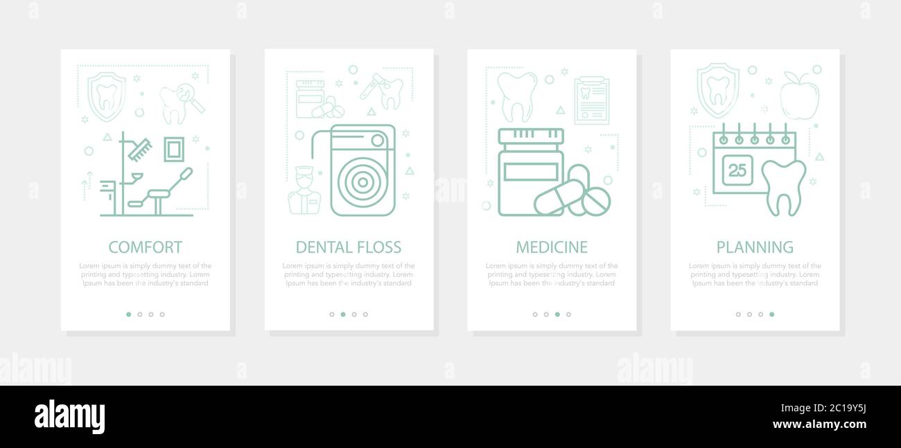 Vettore quattro banner mobili verticali per odontoiatria medicina-01 Illustrazione Vettoriale