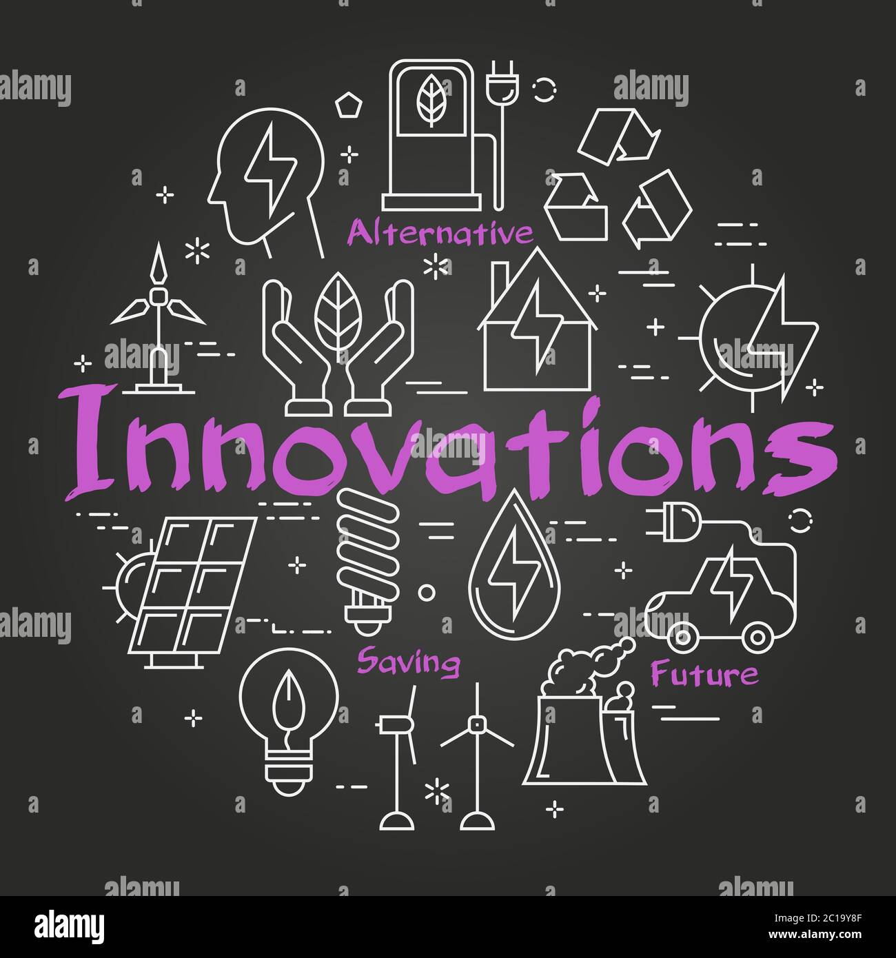 Vector Black Board Innovation tecnologia delle innovazioni Illustrazione Vettoriale