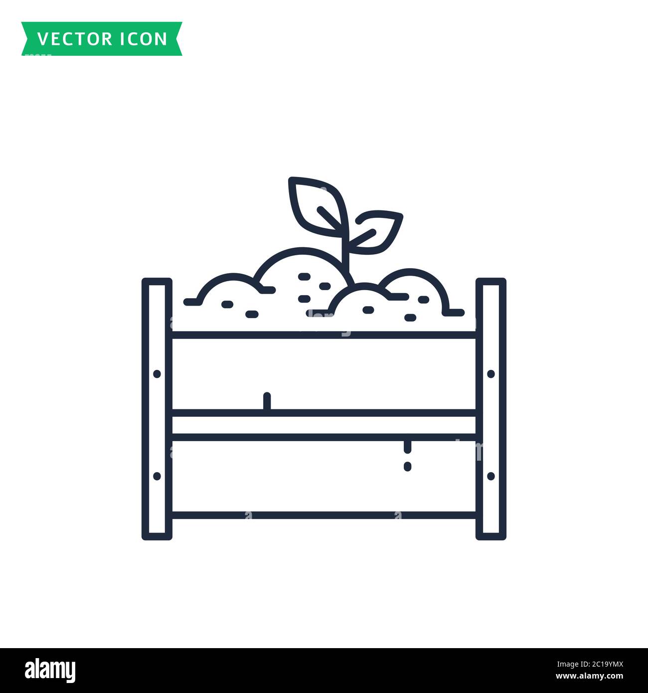 Icona della linea del palo del composto isolata su uno sfondo bianco. Concetto di zero sprechi. Simbolo del contorno. Segno vettore. Illustrazione Vettoriale
