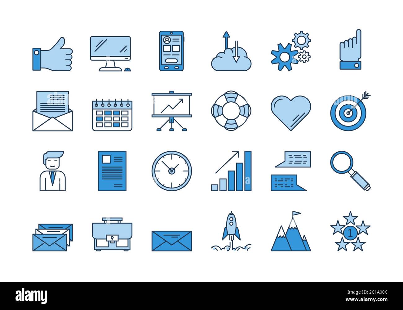 01 Set di icone BUSINESS blu Illustrazione Vettoriale