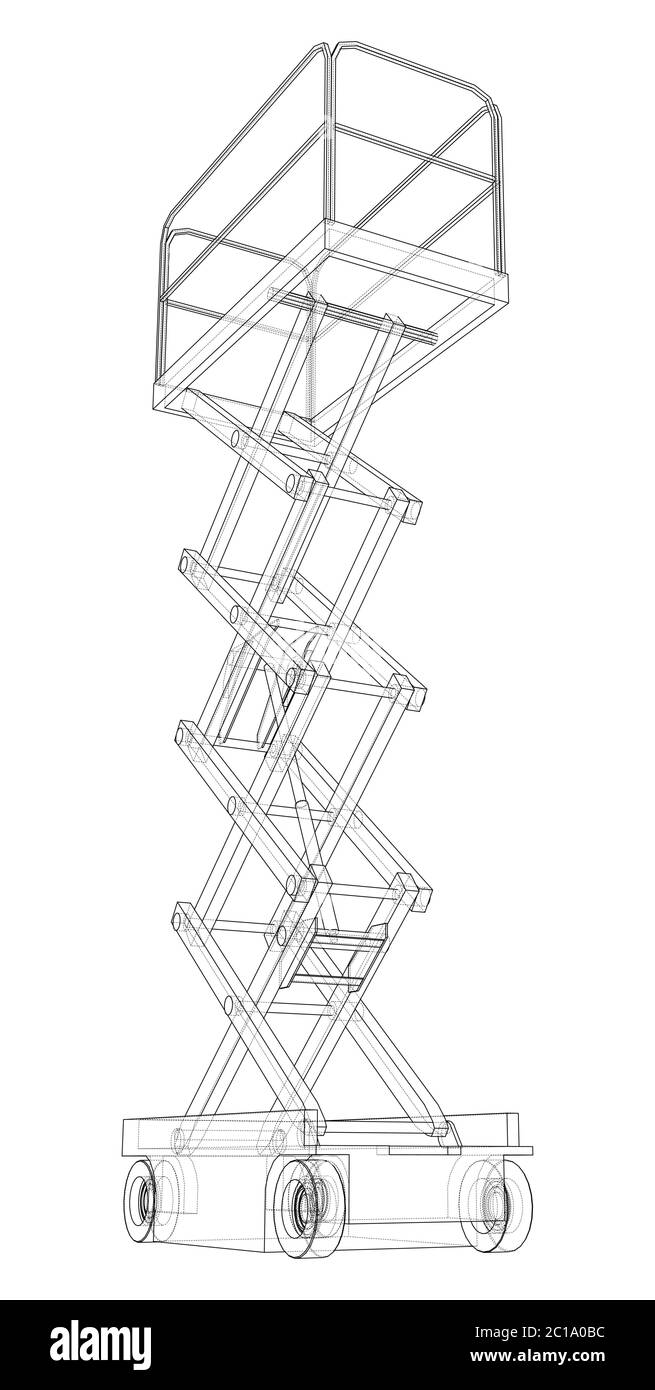 Profilo del concetto di sollevamento a forbice. Vettore Illustrazione Vettoriale