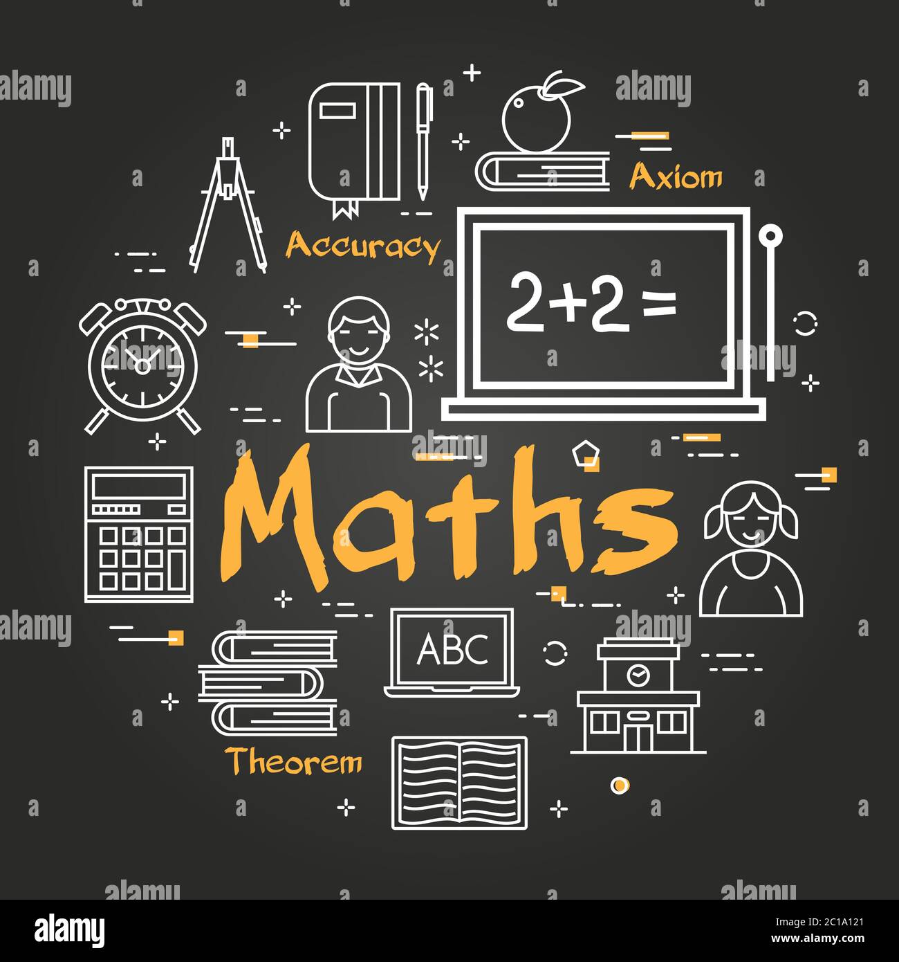 Concetto di scuola nera con soggetto di matematica Illustrazione Vettoriale