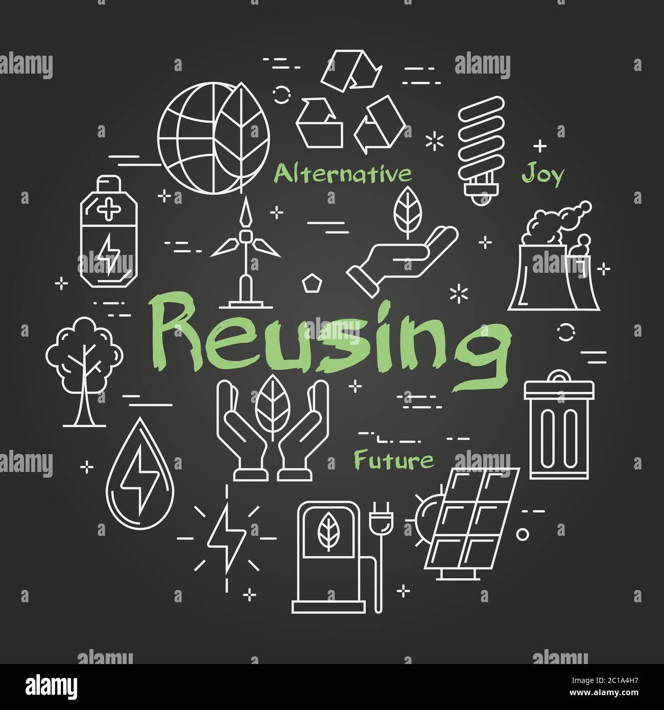 Vector Black Board innovazione tecnologia di riutilizzo Illustrazione Vettoriale