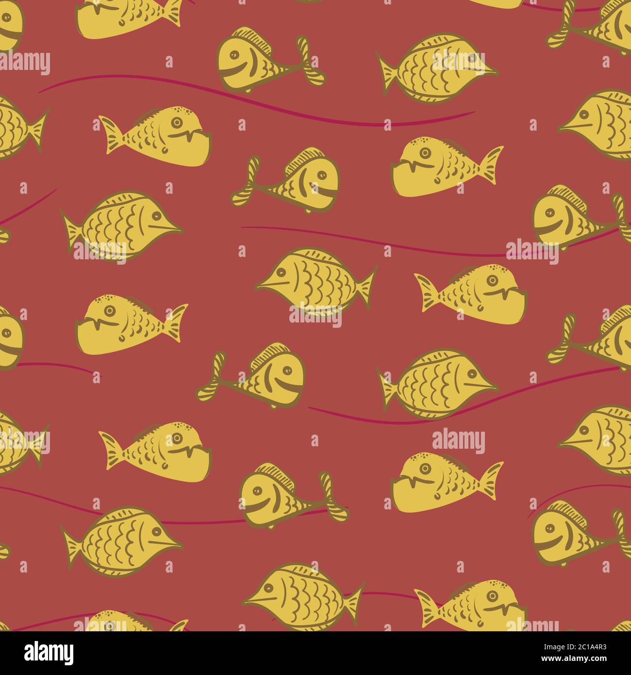 modello vettoriale senza giunture di pesce giallo Illustrazione Vettoriale