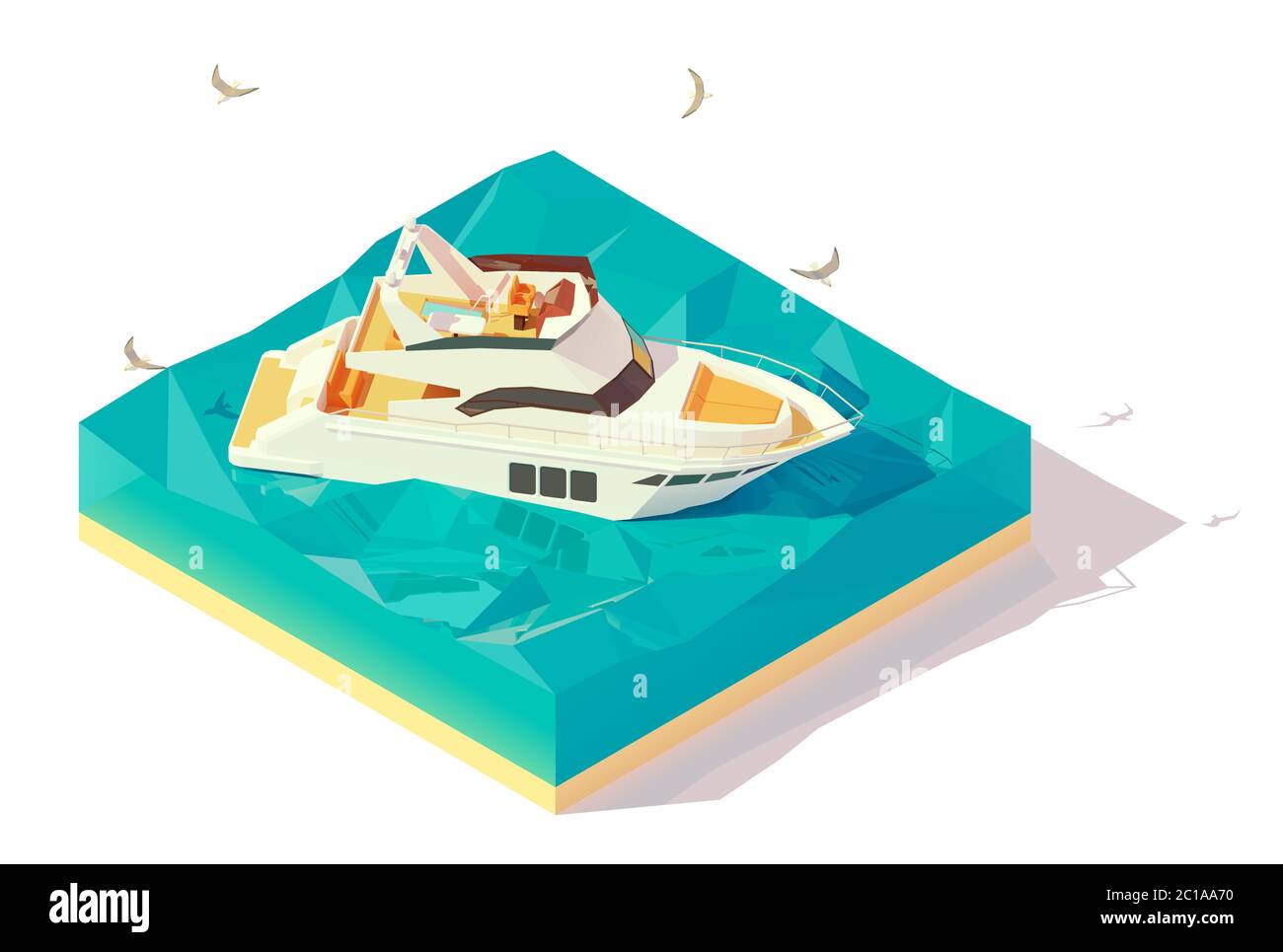 Yacht a motore isometrico vettoriale Illustrazione Vettoriale