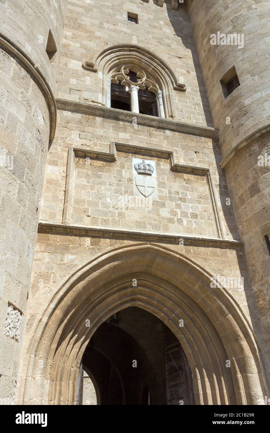 Porta al Palazzo del Gran Maestro di Rodi Foto Stock