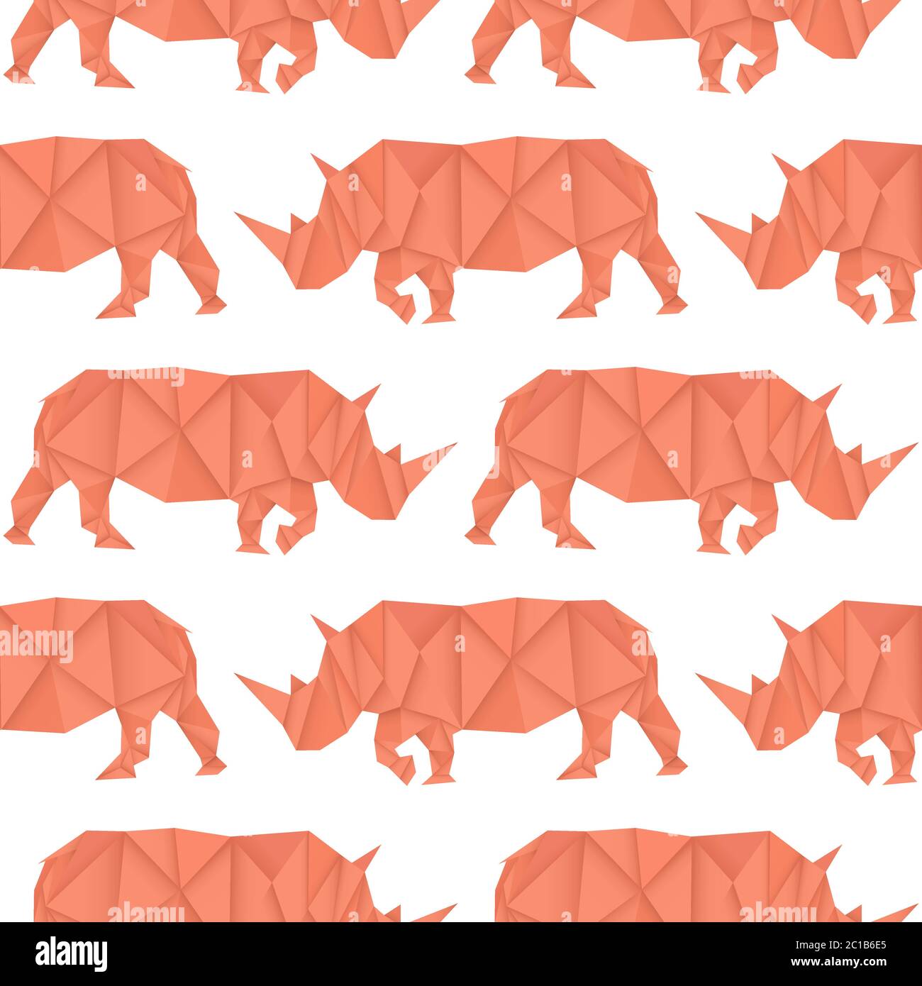 Rinoceronte. Carta rossa origami modello senza giunture Illustrazione Vettoriale