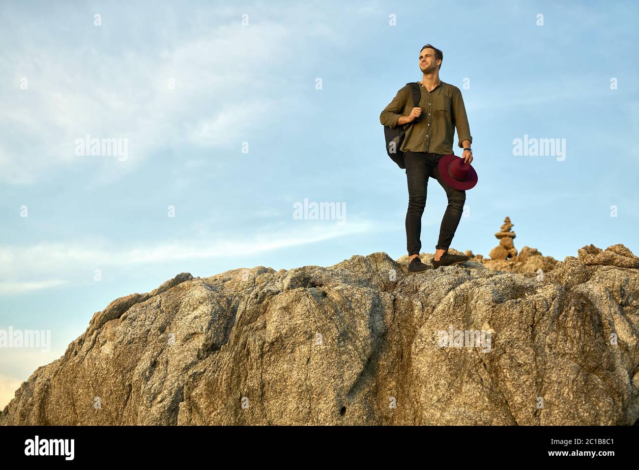 Tourist esplorare la nuova posizione Foto Stock
