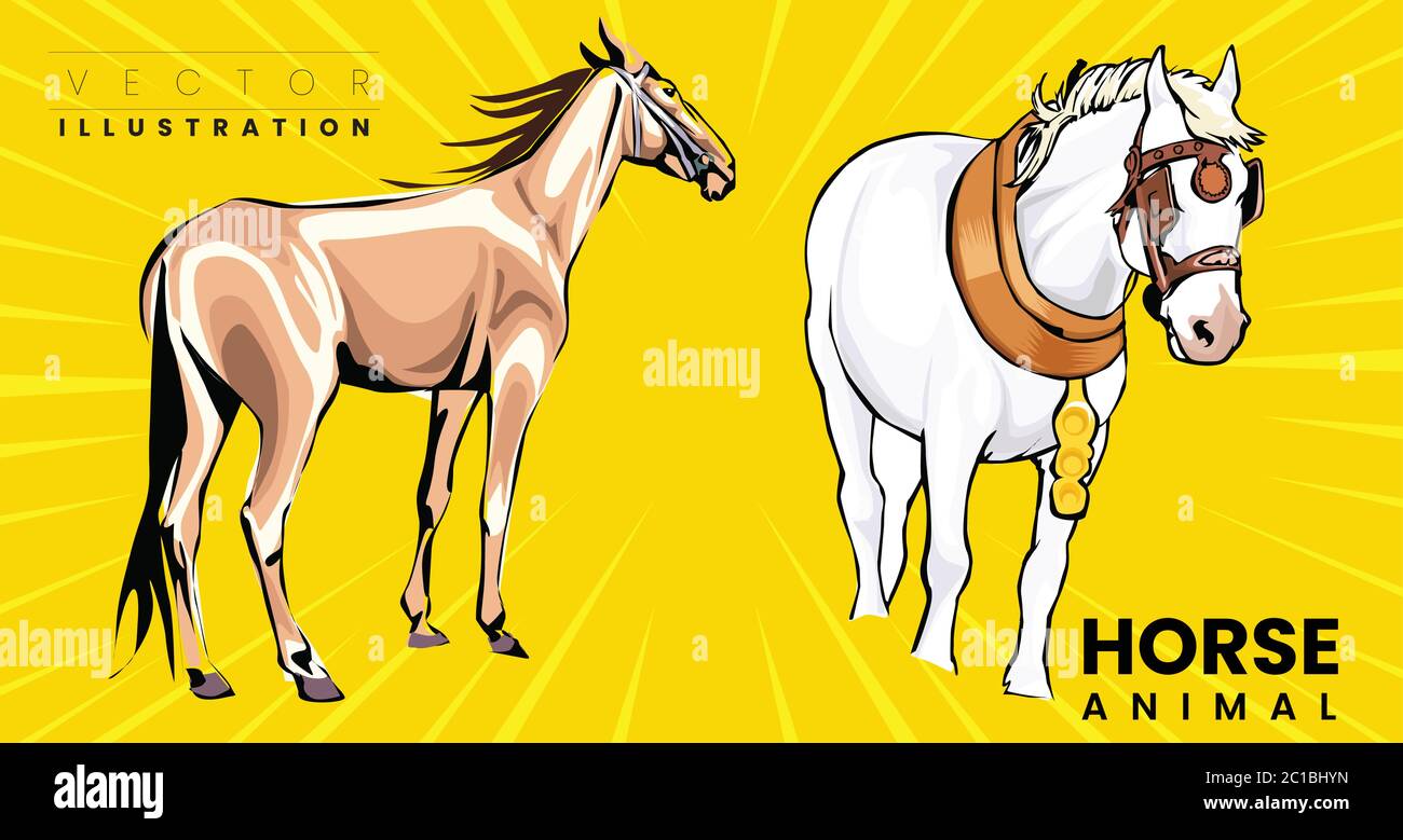 Bel cavallo rosso con lungo ritratto maniero in movimento Illustrazione Vettoriale