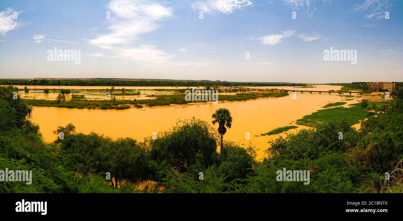 Vista aerea del fiume Niger a Niamey Niger Foto Stock