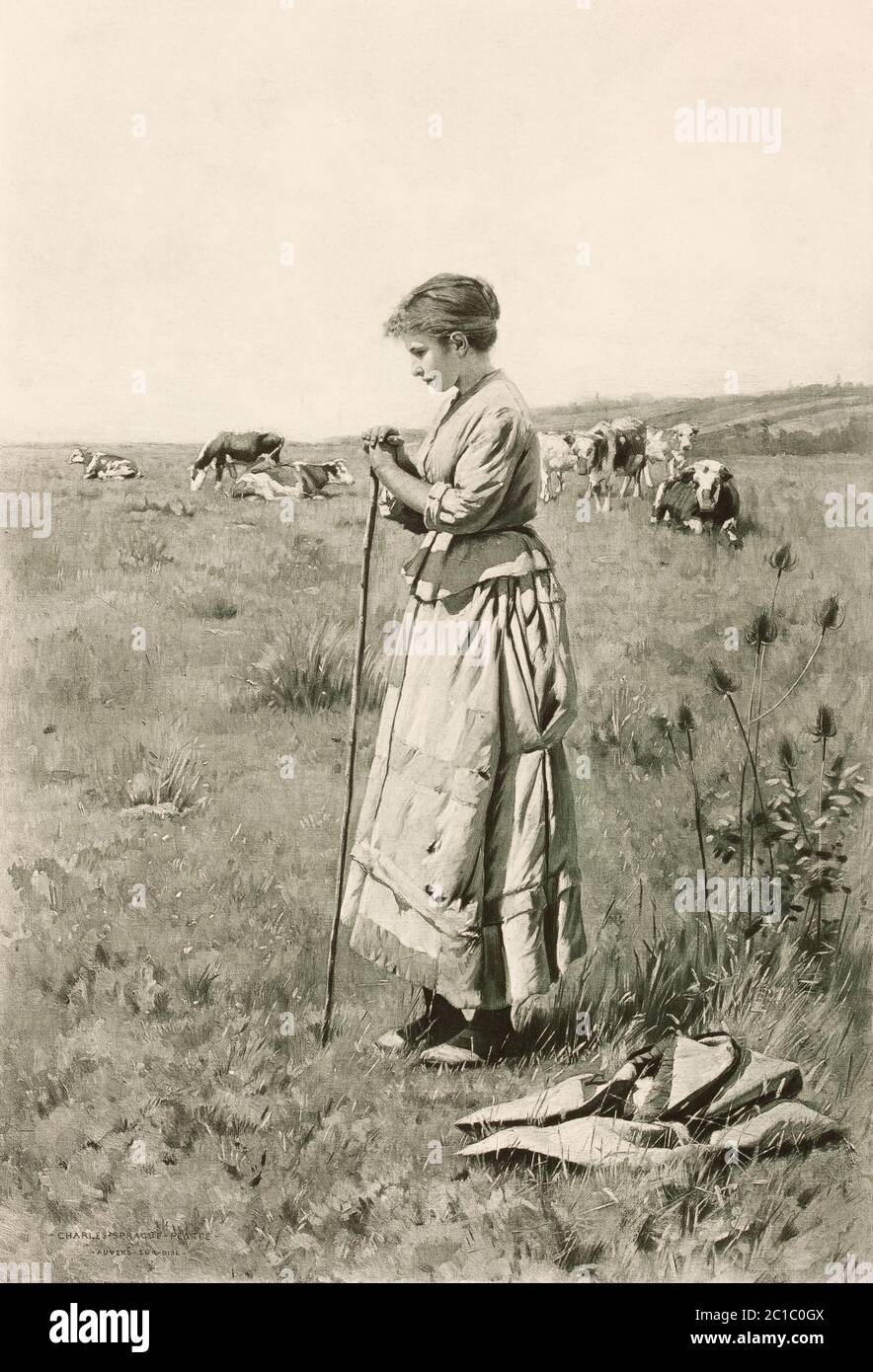 1890 Fotografia di un dipinto di Carlo S. Pearce con la didascalia Pastore Foto Stock