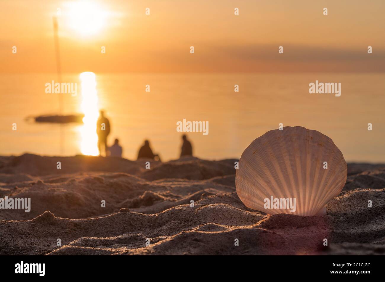 Calda serata estiva con gli amici sulla spiaggia Foto Stock