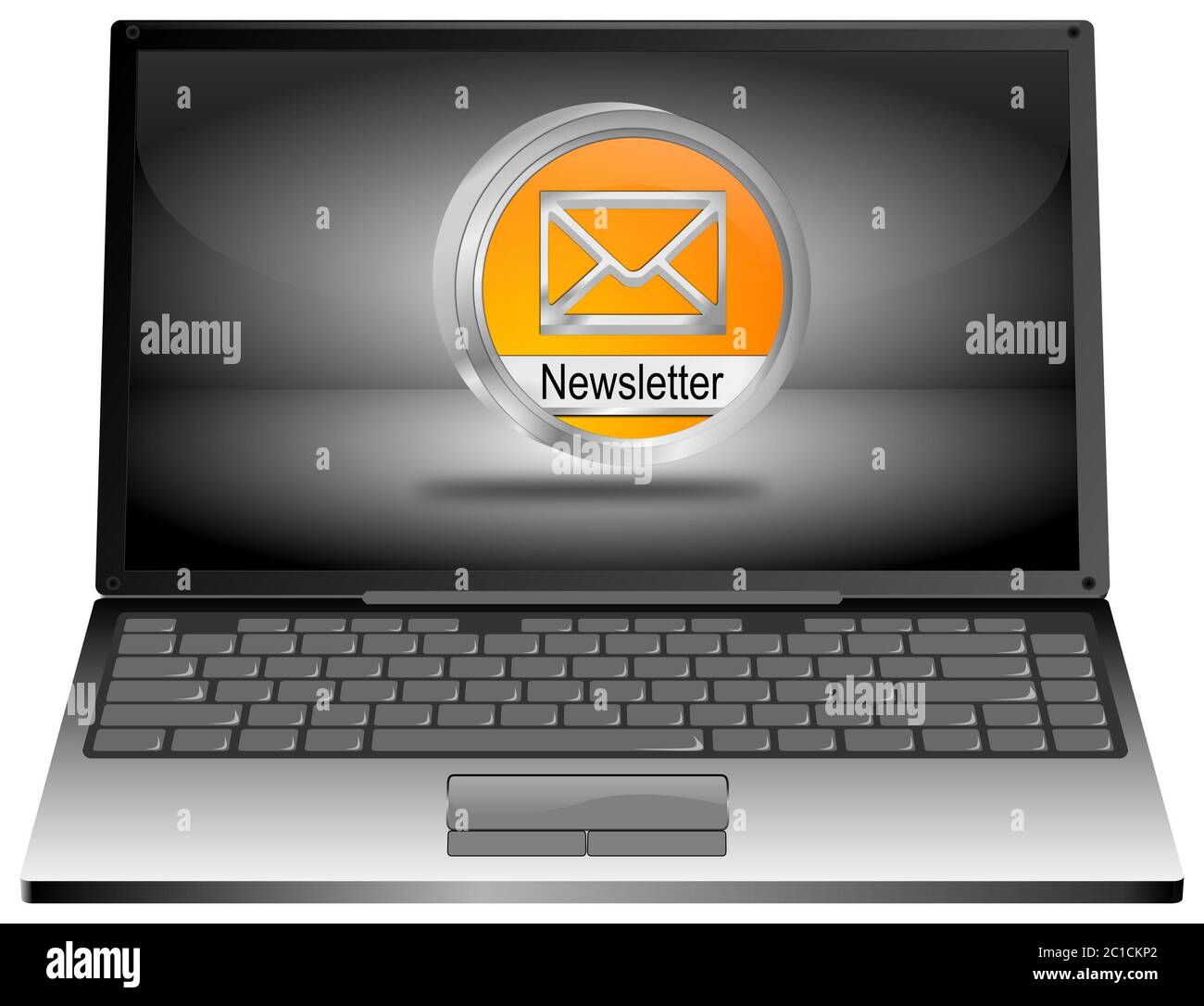 Computer portatile con pulsante Newsletter Foto Stock