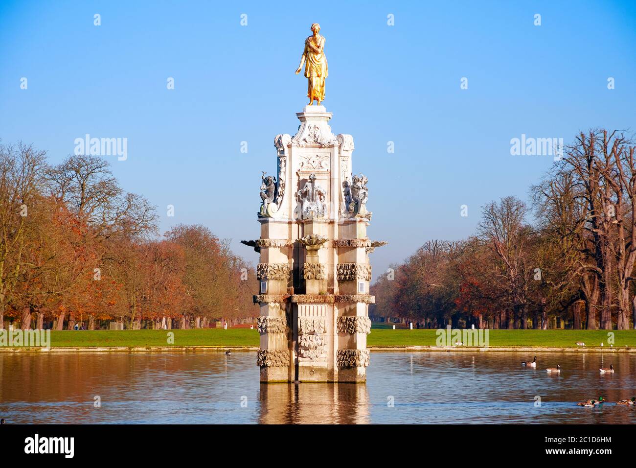Fontana Diana al Bushy Park di Londra, Regno Unito Foto Stock