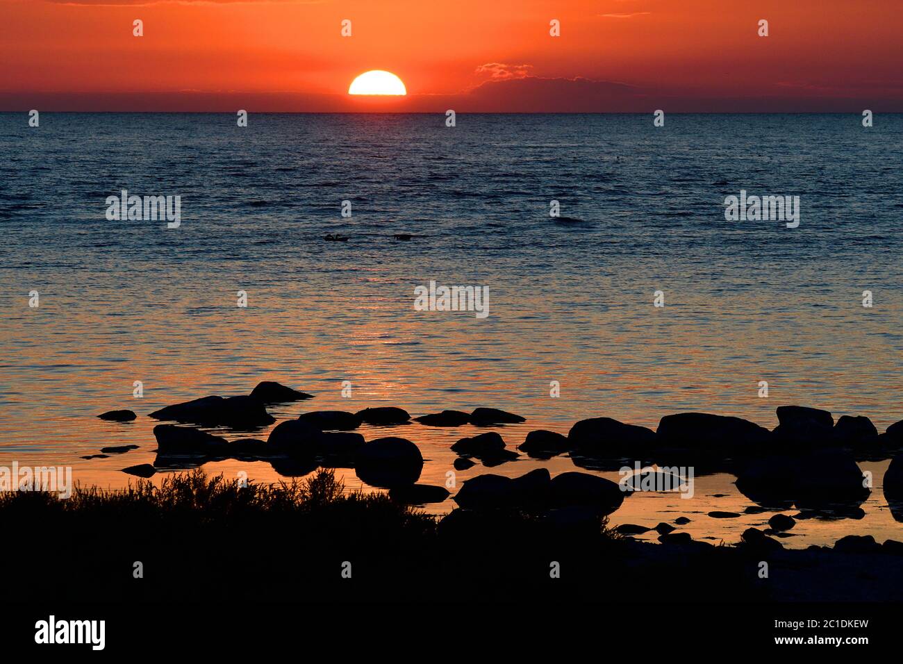 Tramonto sul mar baltico in svezia a gotland Foto Stock