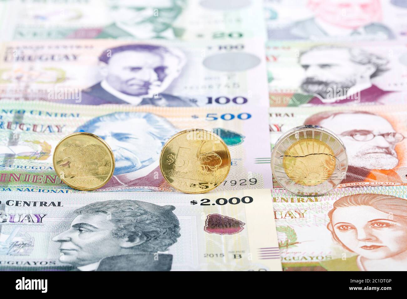 Monete di peso uruguayane Foto Stock