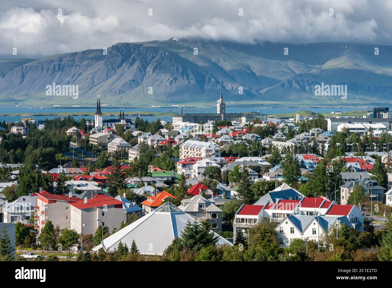 Reykjavik tetti colorati capitale islandese Foto Stock