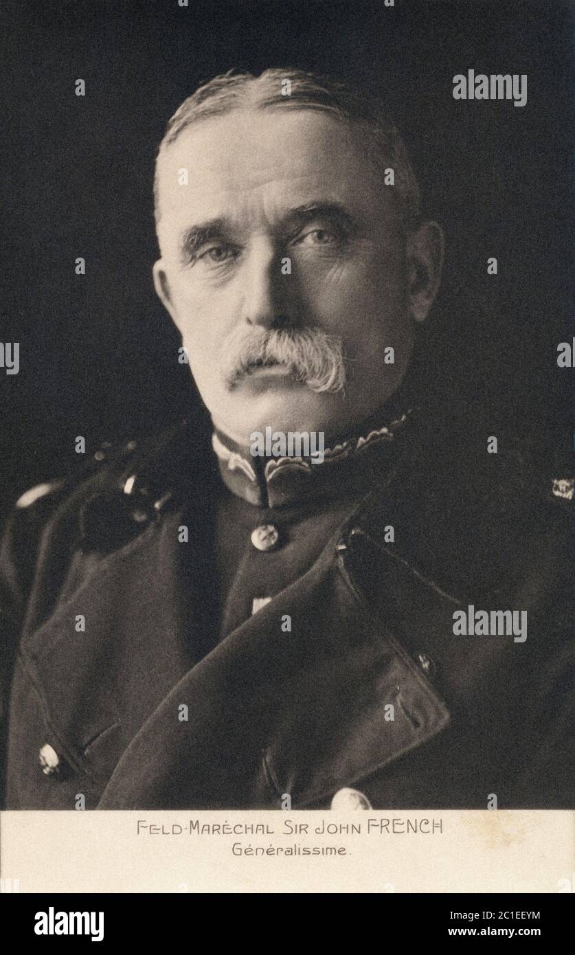 Il maresciallo John Denton Pinkstone francese, primo conte di Ypres (1852 – 1925), conosciuto come Sir John French dal 1901 al 1916, e come il visconte francese BE Foto Stock