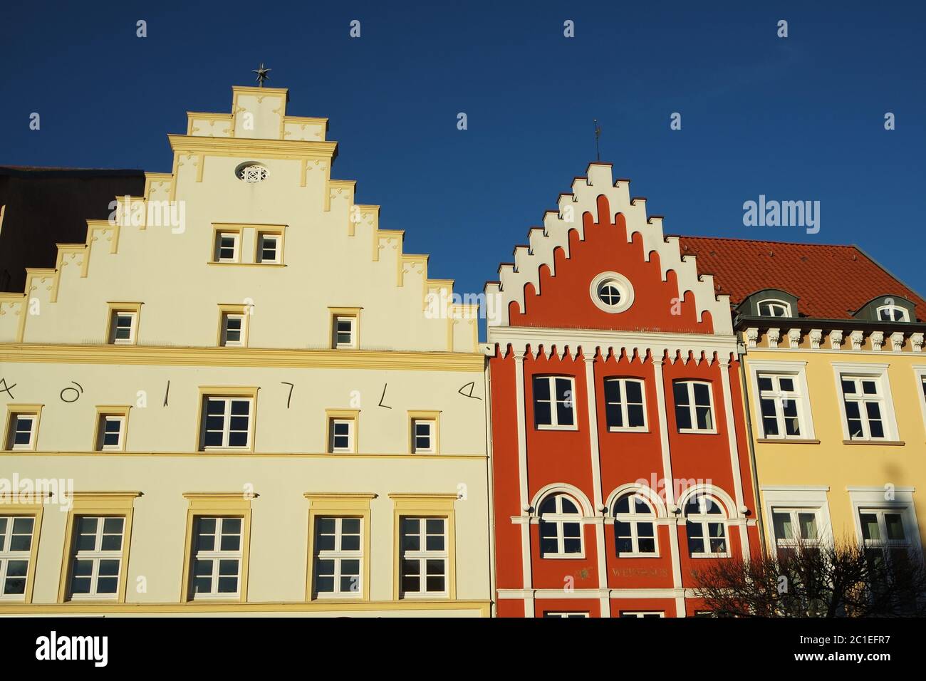 Storico case di Frontone, Greifswald Foto Stock