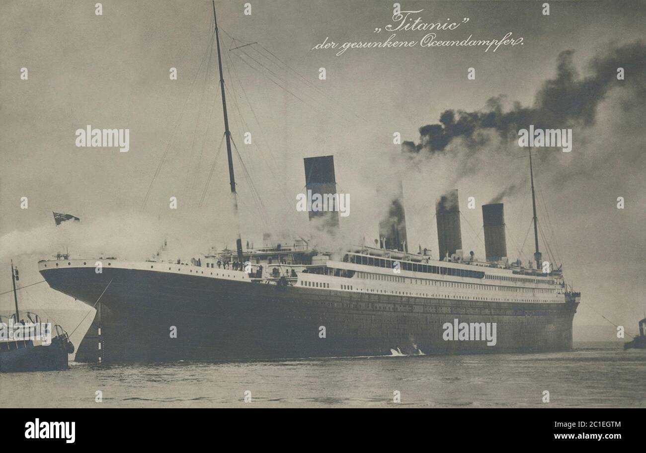 RMS Titanic era un'altra nave passeggeri britannica gestita dalla White Star Line che affondò nell'Oceano Atlantico settentrionale nelle prime ore del mattino del 15 aprile Foto Stock