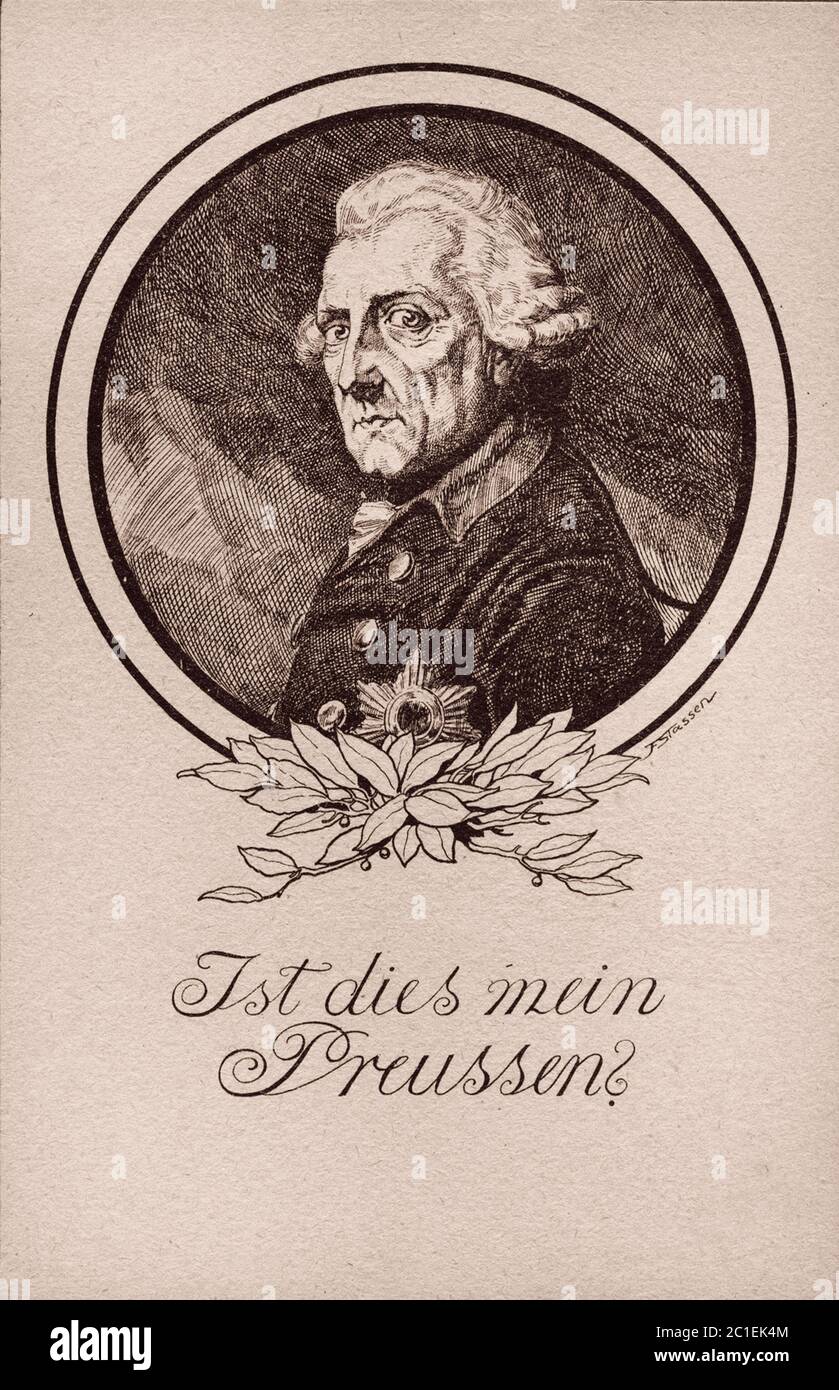 Weimar Republik Time. 'È questa la mia Prussia?' Foto di Friedrich il Grande, carta di propaganda politica ' Deutschnationale Volkspartei' Foto Stock