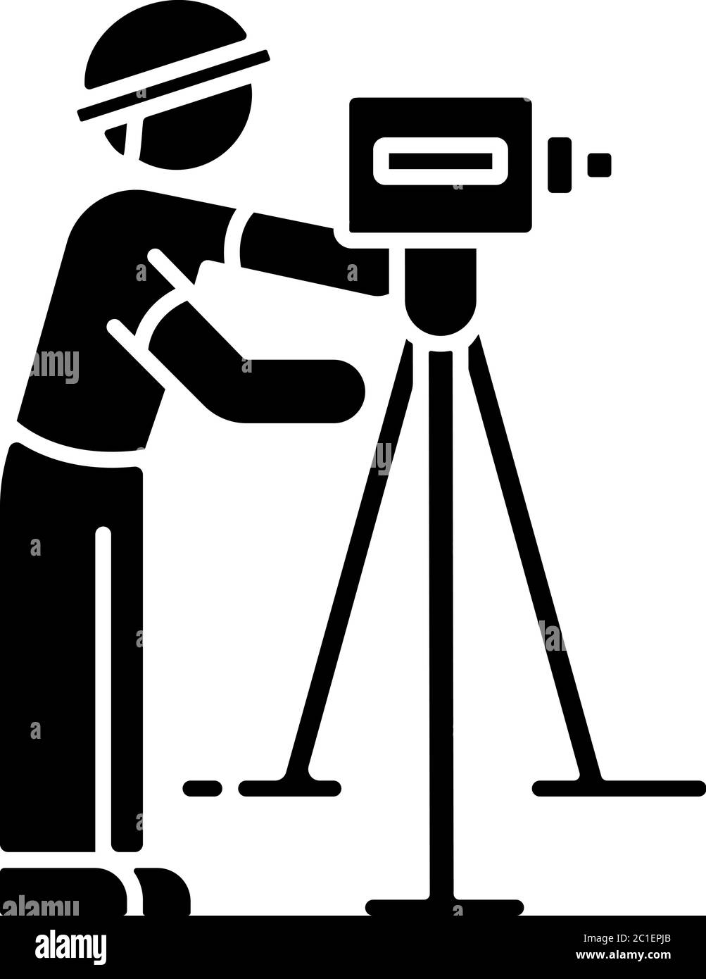 Icona glifo nero del topografo terrestre Illustrazione Vettoriale