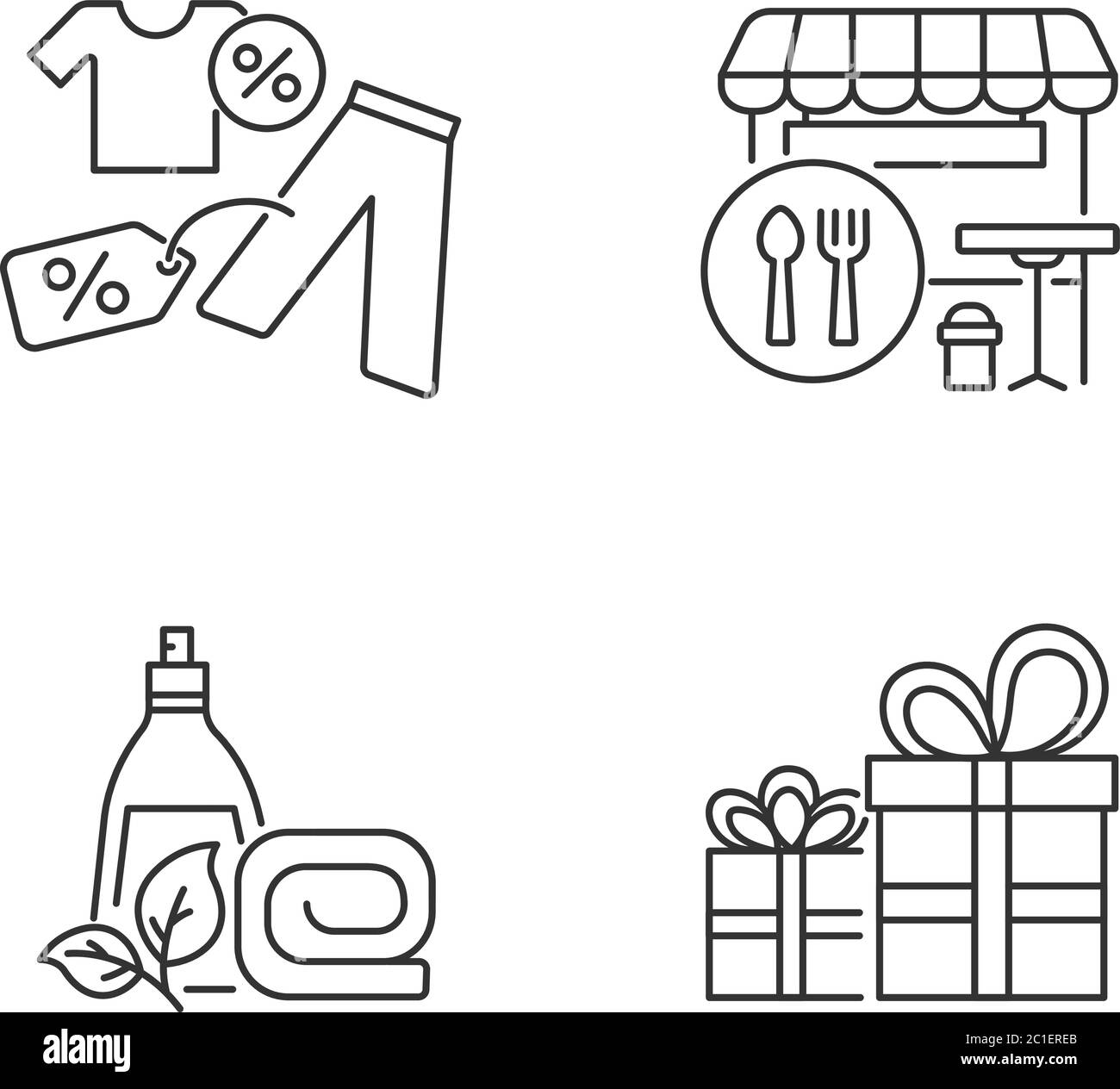 Prodotti per supermercati pixel Perfect lineare icone set Illustrazione Vettoriale