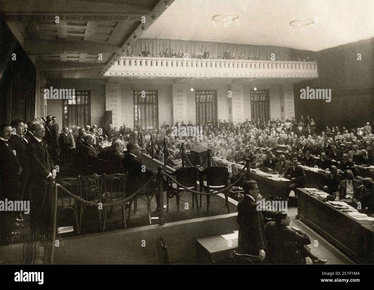 1924: Conferenza della Lega delle Nazioni al Palais des Nations di Ginevra, Svizzera. Foto Stock
