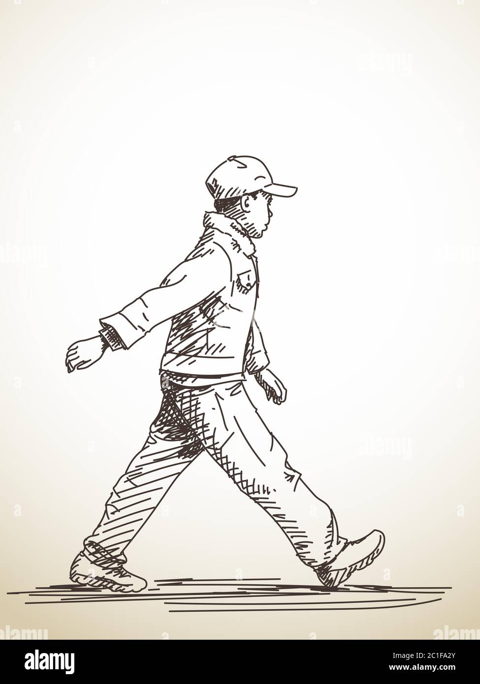 Schizzo di un ragazzo che cammina, illustrazione disegnata a mano Immagine  e Vettoriale - Alamy