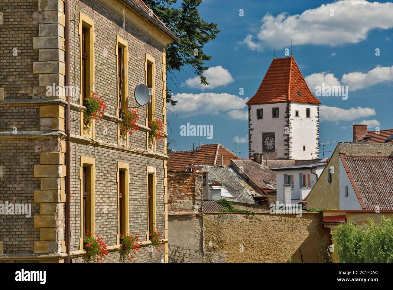 Porta di Praga a Mělník in Stredocesky kraj (Regione Boemia Centrale), Repubblica Ceca Foto Stock