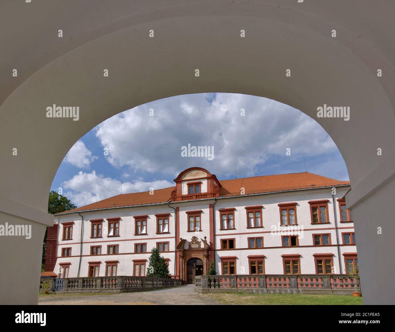 Porta d'ingresso al castello di Zákupy in Liberecky kraj (Regione Liberec), Repubblica Ceca Foto Stock