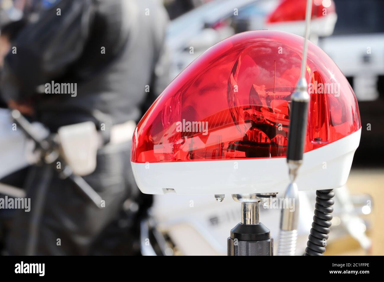 Lampada rossa polizia giapponese, luce di emergenza, moto Foto Stock