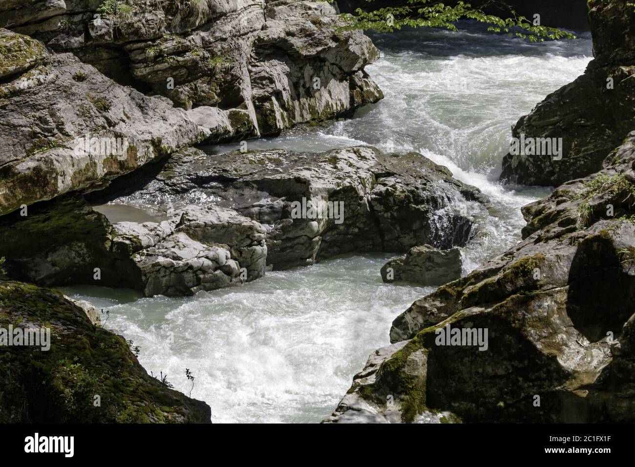 Acqua selvaggia, gola Breitach, Alpi Allgäu, Oberstdorf, Germania, Europa Foto Stock