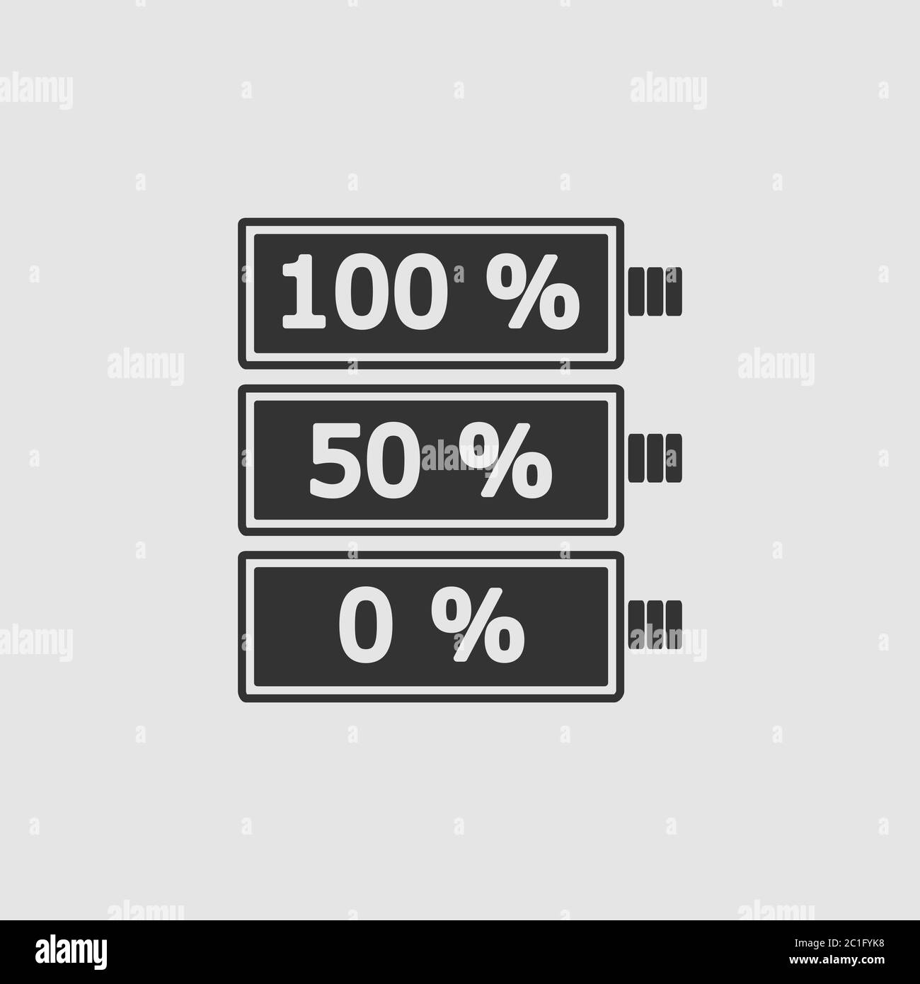 Icona della batteria scarica. Pittogramma nero su sfondo grigio. Simbolo dell'illustrazione vettoriale Illustrazione Vettoriale