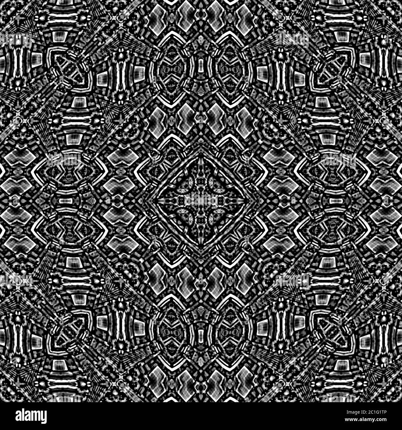 Nero e bianco etnico ornato senza cuciture modello Foto Stock