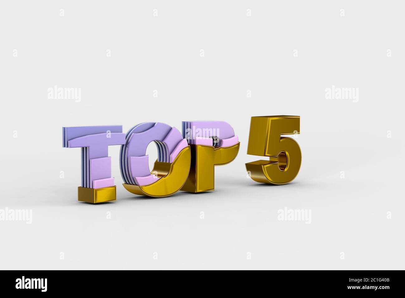 Top five su sfondo bianco (fatto in 3d) Foto Stock