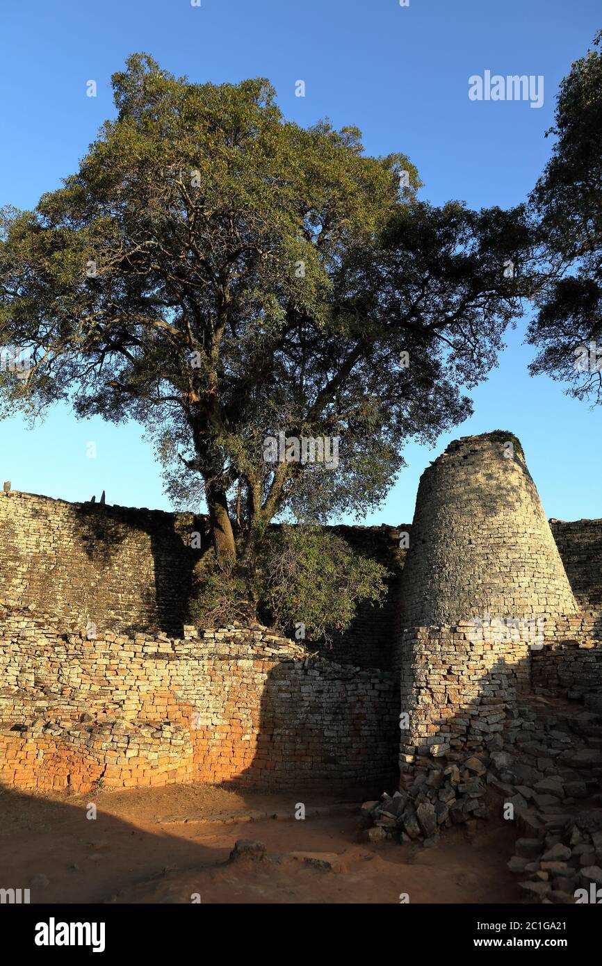 Le rovine del grande Zimbabwe in Africa Foto Stock