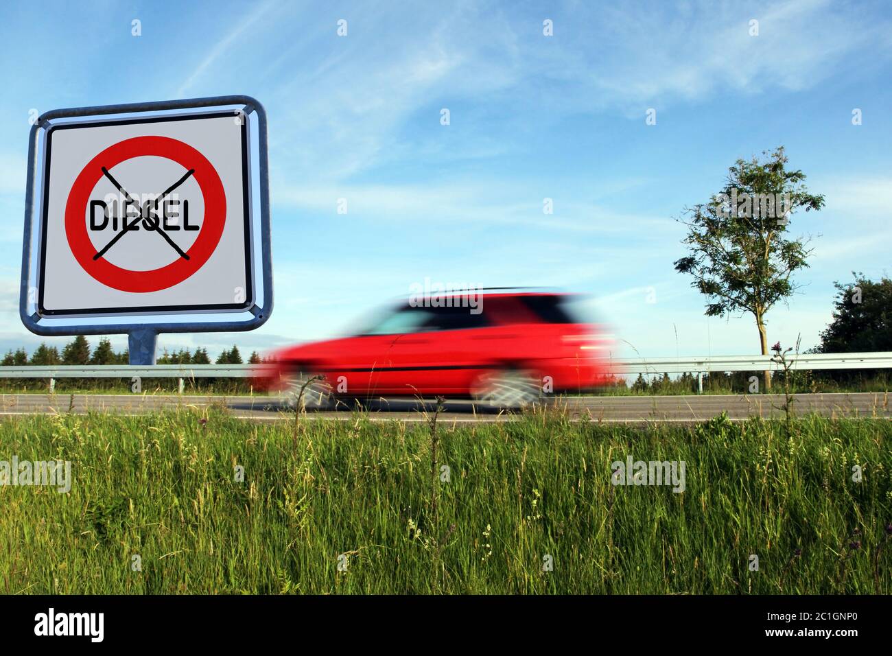 Divieto di guida diesel sulle strade tedesche. Divieto di guida per le autovetture diesel in Germania Foto Stock