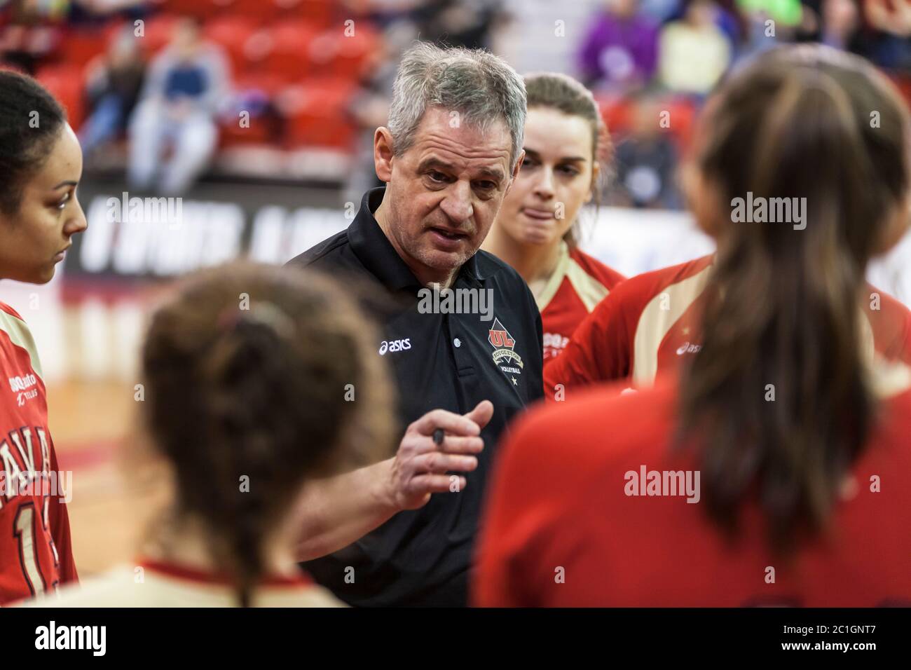 Squadra Volley giocatore donna Laval Rouge et OR - allenatore, allenatore Foto Stock