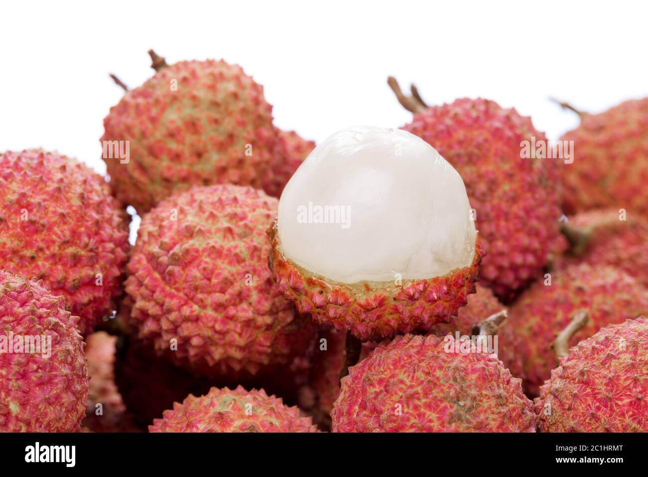 litchi con sfondo bianco Foto Stock