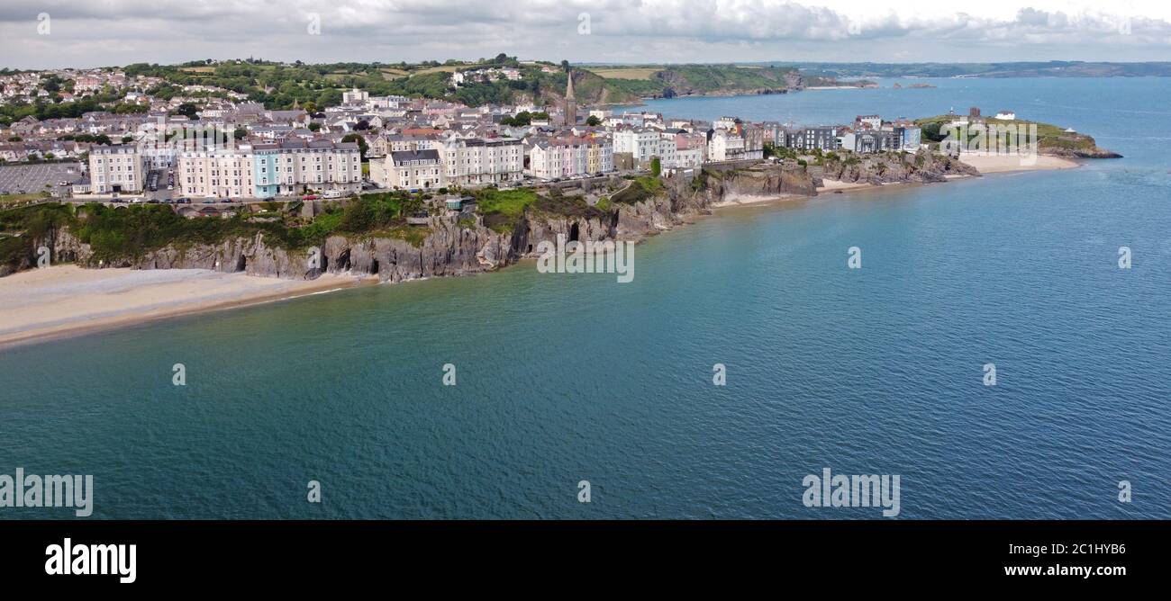 Veduta aerea di Tenby Pembrokeshire Wales UK Foto Stock