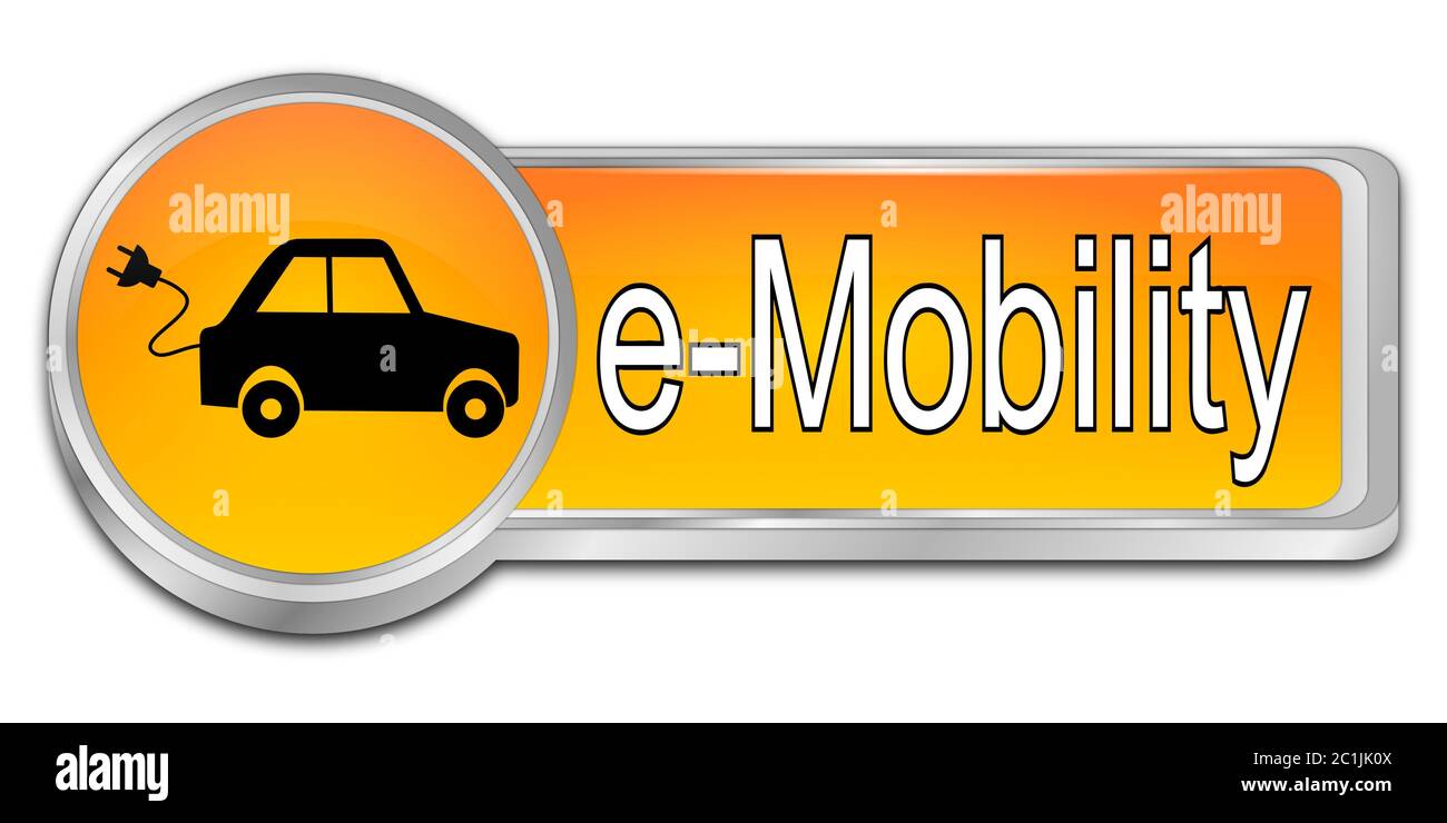 Orange e-pulsante Mobilità - 3D illustrazione Foto Stock