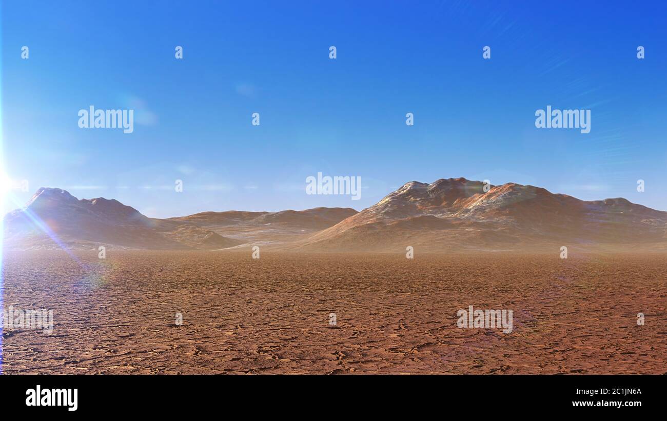 paesaggio desertico, area panoramica secca con montagne Foto Stock