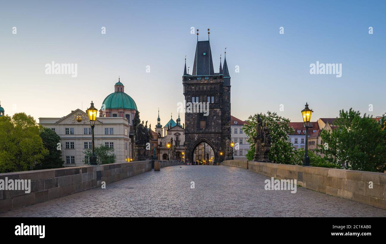 Crepuscolo nella città vecchia di Praga, Repubblica Ceca Foto Stock