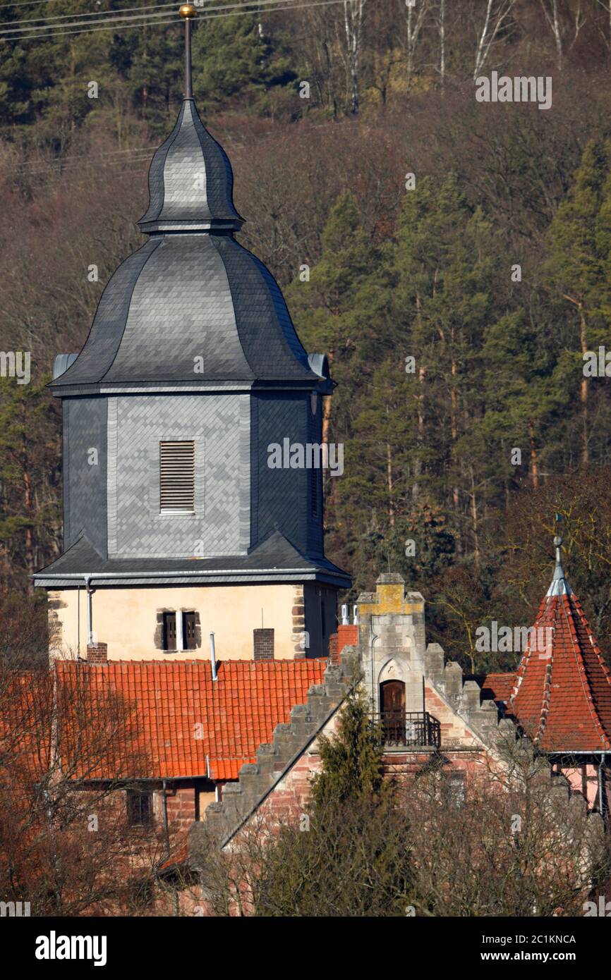 Castello e chiesa di Herleshausen in Germania Foto Stock